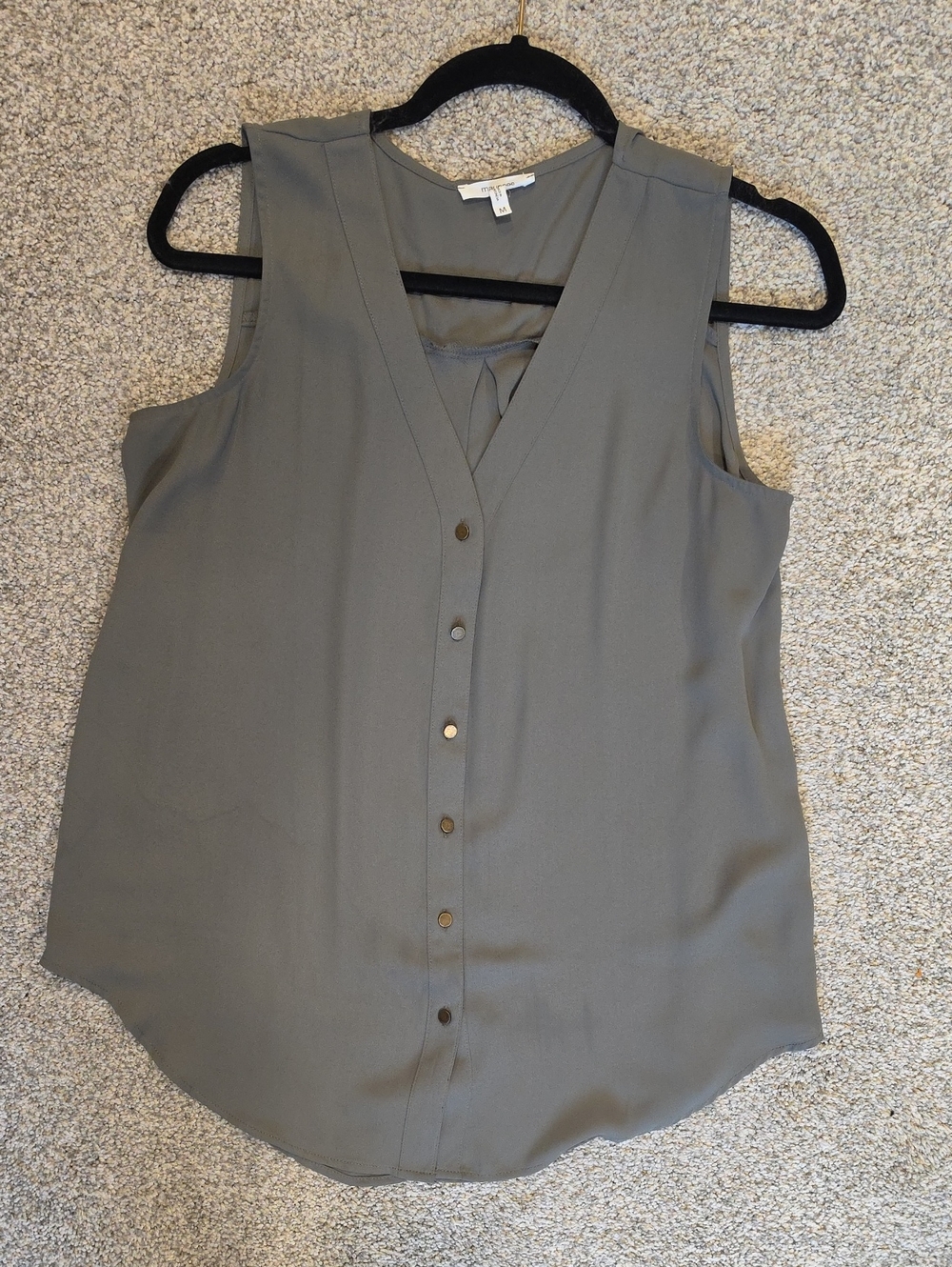 Maurices Olive Gray Sleeveless V-Neck Button Front Top